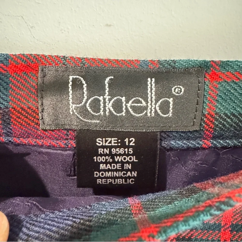 Vintage Rafella 100% Wool Tartan Plaid Fringe Trim Wrap Maxi Skirt Size‎ 12